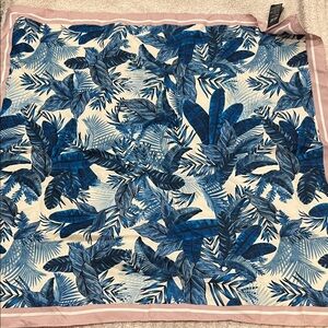 H&M Blue and Pink Leaf Print Scarf